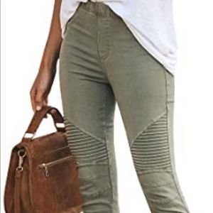 Army green skinny jeans